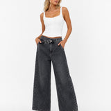 Calça Jeans Wide Leg Lavagem Sujinha