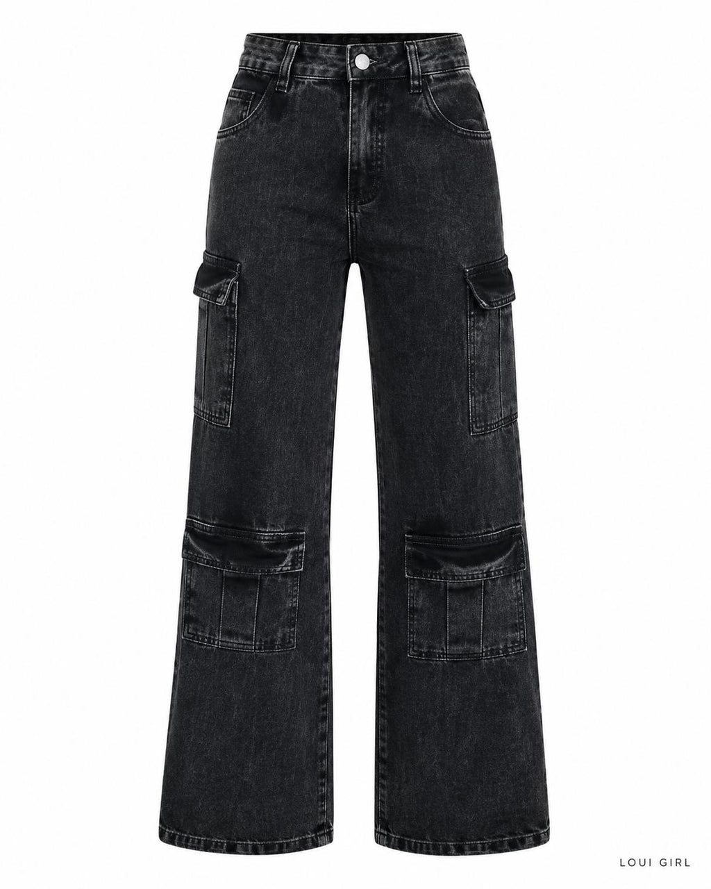 Calça Jeans Cargo Wide Leg  Selena