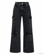 Calça Jeans Cargo Wide Leg  Selena