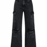 Calça Jeans Cargo Wide Leg  Selena